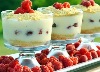 Verrines aux framboises et crème pâtissière