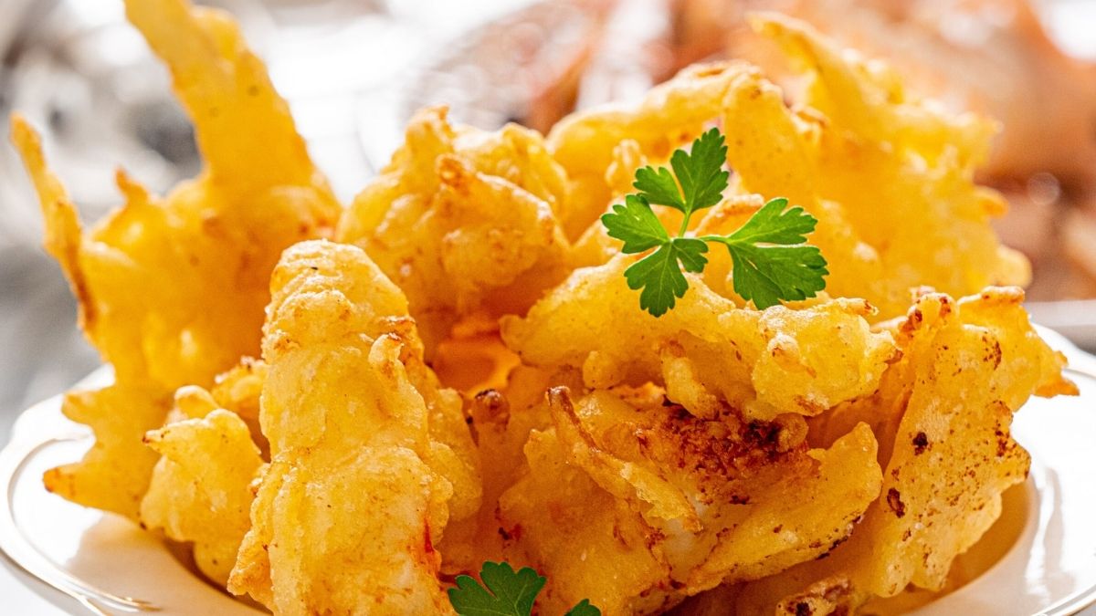 tempura de langoustines et pommes de terre