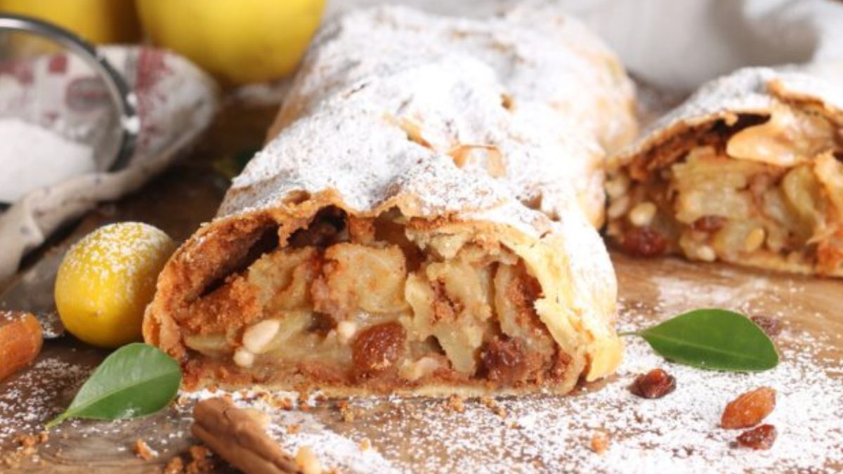 strudel aux pommes et aux raisins secs